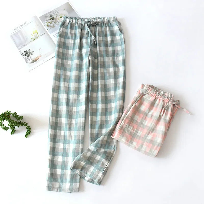 Plaid Cotton Pajama Pants for Men & Women
