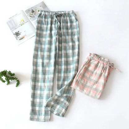 Plaid Cotton Pajama Pants for Men & Women