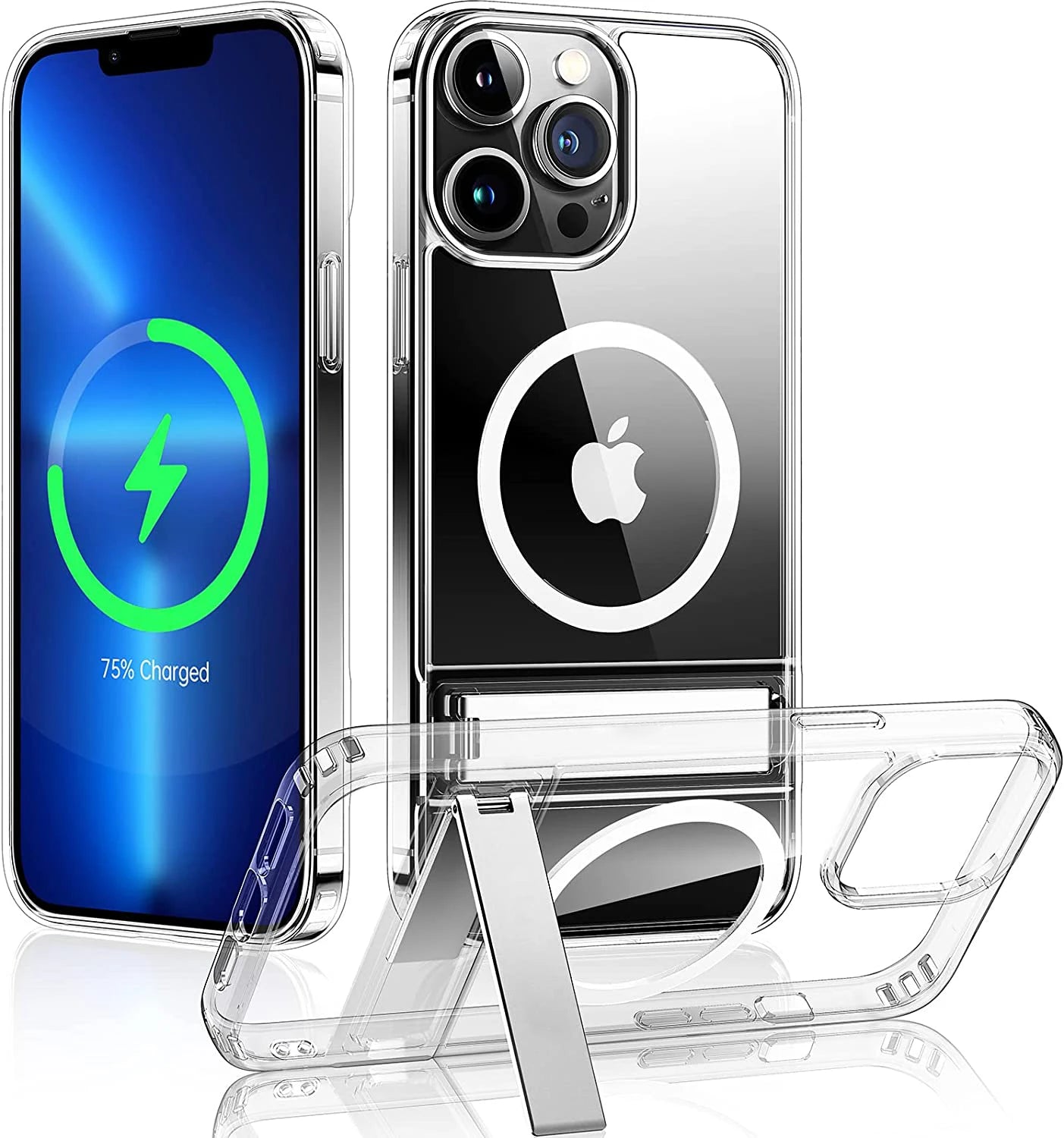 Magnetic Clear Phone Case Kickstand Iphone 17 16 15 14 Pro Max 13 12 11 Mini Plus Shockproof Mobile
