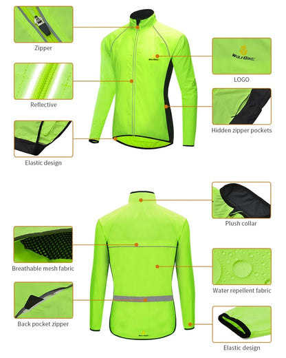 Men's Reflective Cycling Jacket Windproof Waterproof MTB