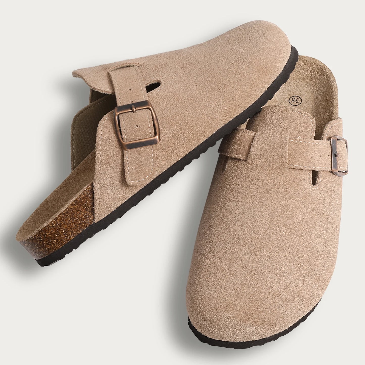 Suede Mule Clogs – Women's Arch Support Cork Outdoor Slippers