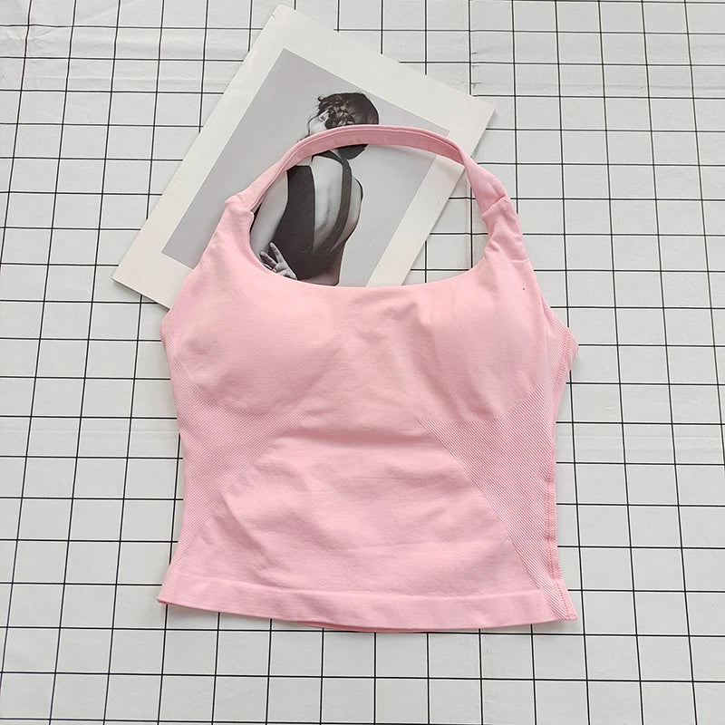 Women's Halter Neck Sports Bra Crop Top with Padding