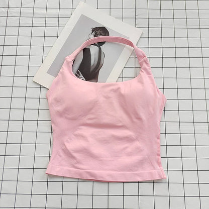 Women's Halter Neck Sports Bra Crop Top with Padding