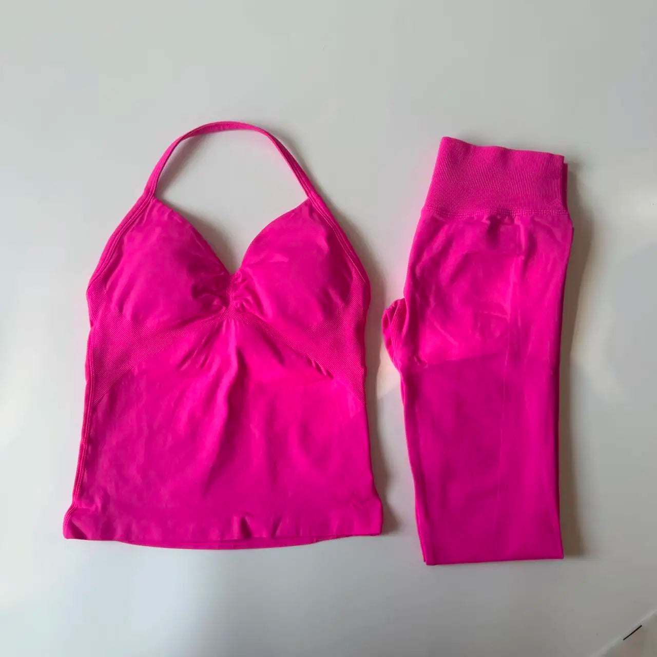 Women's 2-Piece Yoga Set – Backless Tank Top & Scrunch Leggings