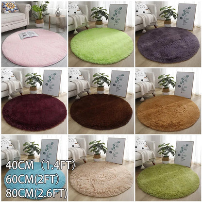Round Shaggy Rug – Super Soft Fluffy Carpet for Living Room & Bedroom