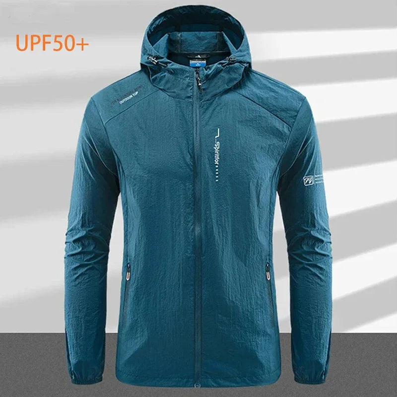 UPF 50+ Men's Windbreaker Jacket – UV Protection Quick Dry Outdoor Hoodie