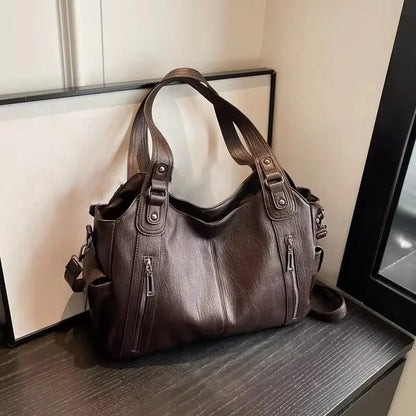 Women's PU Leather Shoulder Bag – Multi-Compartment Crossbody Handbag