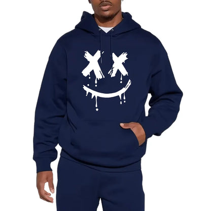 Dripping Smiley Face Heavyweight Hoodie Casual Pullover