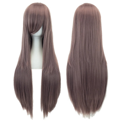 Soowee Long Synthetic Hair White Purple Cosplay Wigs Party Black Straight Wig Hairpiece Women
