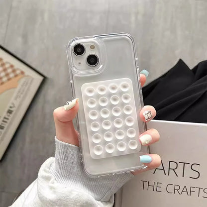 Phone Case Iphone 17 16 15 14 Pro Max Air 16e 11 12 13 7 8 Xr X 3d Suction Cup Airbag Transparent