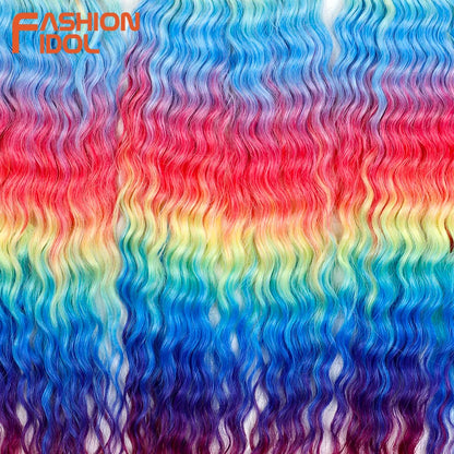 Idol 300g 22 Inch Ariel Curl Hair Water Wave Twist Crochet Synthetic Ombre Rainbow Color Braiding