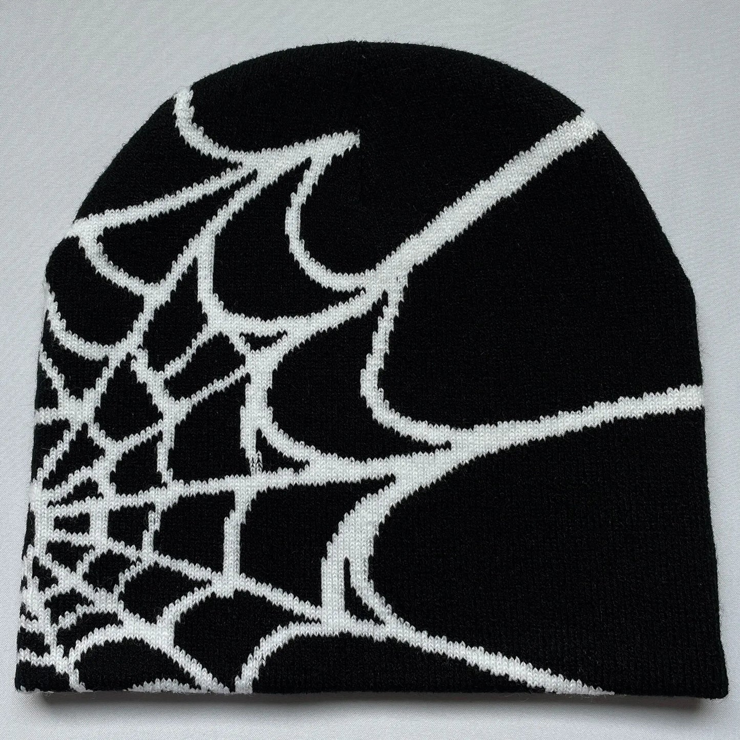 Spider Web Knit Beanie – Y2K Unisex Winter Hat