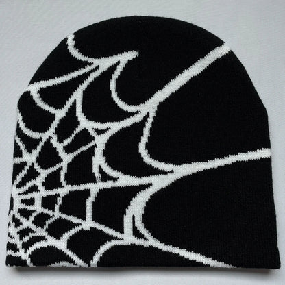 Spider Web Knit Beanie – Y2K Unisex Winter Hat