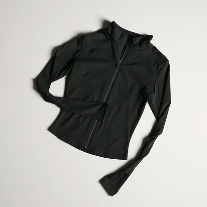 Women's Slim Fit Zip-Up Sports Jacket – Stand Collar Athletic Coat