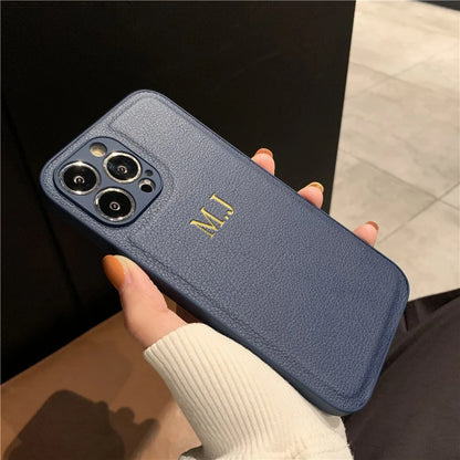 Personalised Customized Name Case Iphone 17 16 15 14 13 12 11 Pro Max Initials Letters Leather Cover