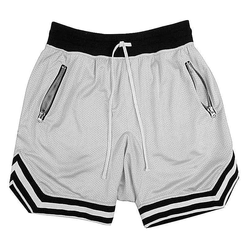 Men's Mesh Basketball Shorts with Zip Pockets & Drawstring