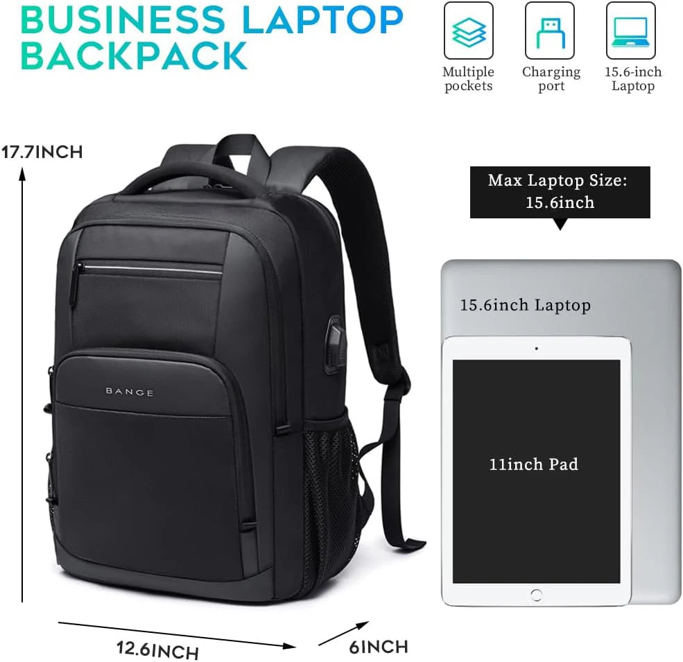 Laptop Backpack 15.6" with USB Charging Port – Waterproof Travel Bag