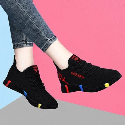 Women's Mesh Sneakers – Lightweight Lace-Up Vulcanized Platform Shoes