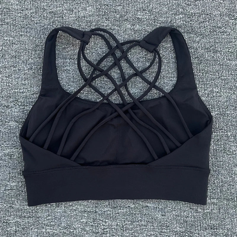 Women's Push-Up Sports Bra – Cross Back Shockproof Gym & Yoga Bra