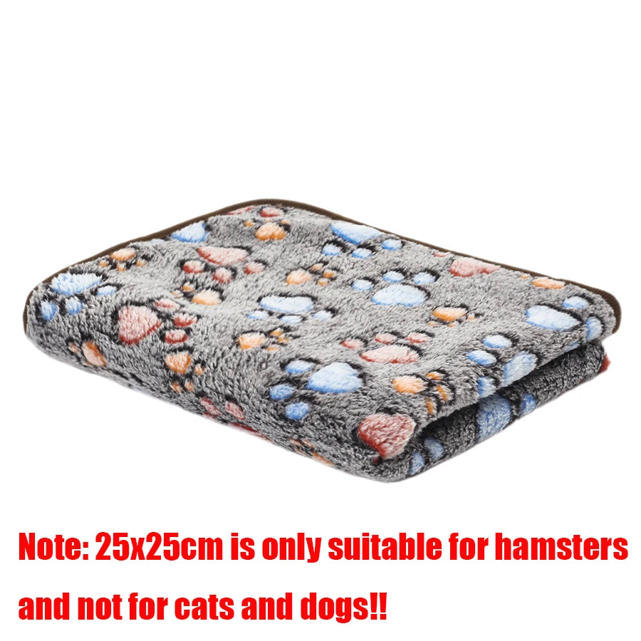 Soft Flannel Pet Blanket – Paw Print Mat for Dogs & Cats