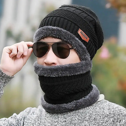 Winter Knit Beanie & Fleece Neck Warmer Set – Unisex