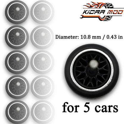 1:64 Scale Rubber Wheels Upgrade Set – 5 Cars (10 Wheels)
