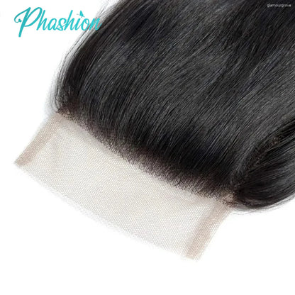 Phashion 24 26 Inch 5x5 4x4 Straight Lace Closure Only Pre Plucked Long Full Swiss Transparent 100