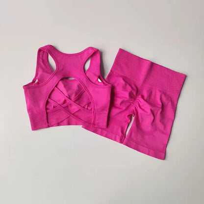 2-Piece Women's Seamless Yoga Set – Sports Bra & Shorts