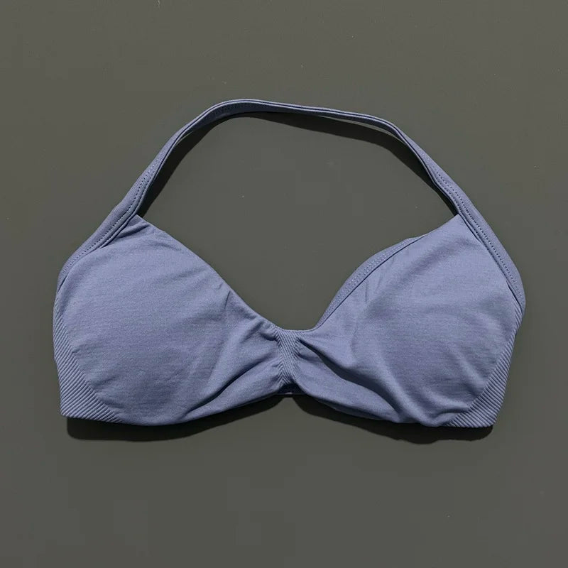 Seamless Halter Sports Bra – Women's Push-Up Gym Bra