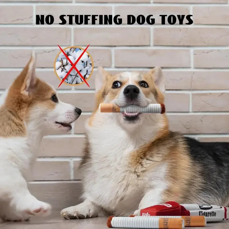 Cigarette Design Plush Dog Toy – Funny Interactive Chewing Toy for Pets