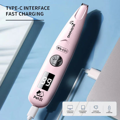 Pet Electric Hair Trimmer with LED Light & Digital Display