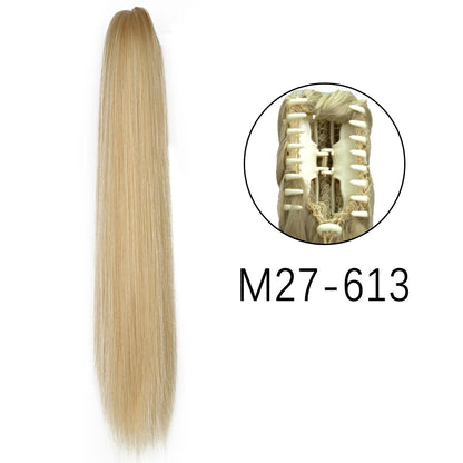 Synthetic Long Straight Claw Clip Ponytail Hair Extensions 24inch Heat Resistant Pony Tail Piece
