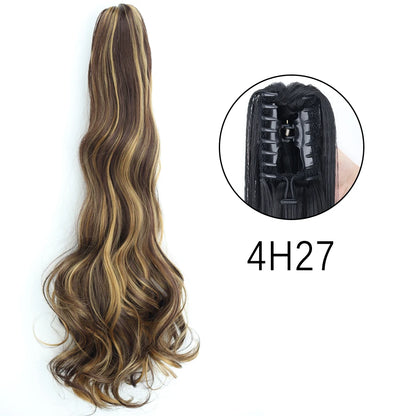 Synthetic Long Straight Claw Clip Ponytail Hair Extensions 24inch Heat Resistant Pony Tail Piece