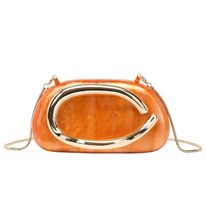 Luxury Evening Clutch Bag – Gold Metal Handle Wedding & Party Purse