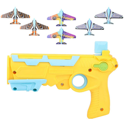 Airplane Launcher Toy Gun – 6 Foam Glider Planes for Kids