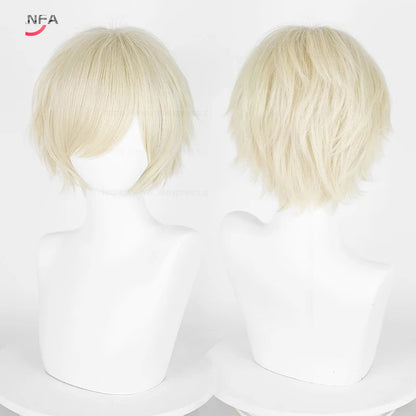 Anime 30cm Short Straight Cosplay Wig Black White Green Brown Purple Blue Gray Red Gold Man Women