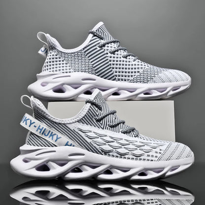 Men's Blade Sole Running Sneakers – Breathable Knit Luxury Trainer