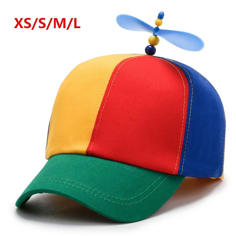 Propeller Baseball Cap – Funny Colorblock Snapback Hat with Helicopter Spinner