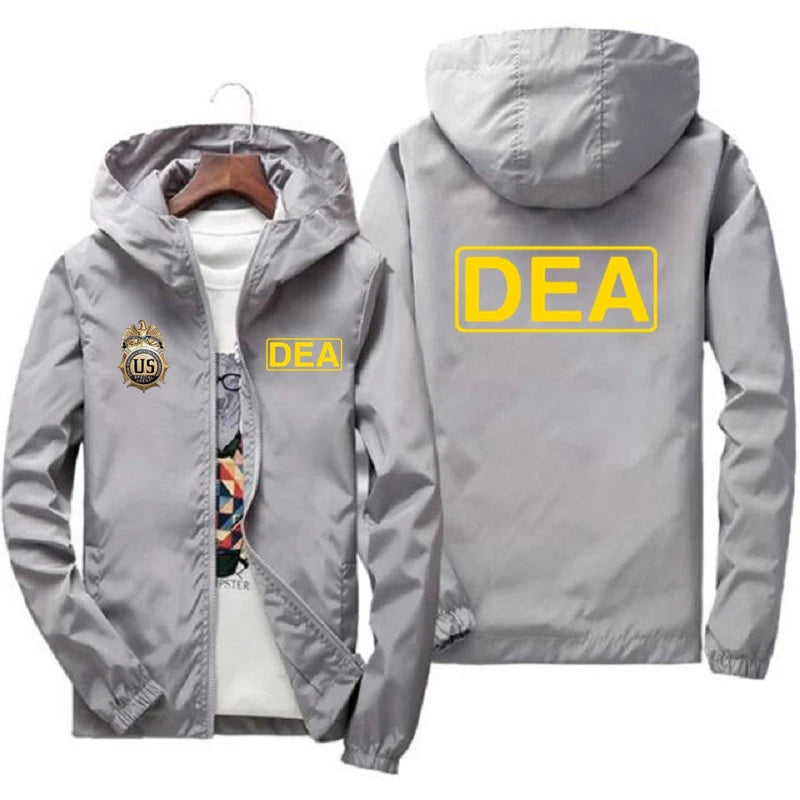 DEA Graphic Hooded Jacket – Men's Streetwear Zip-Up Windbreaker