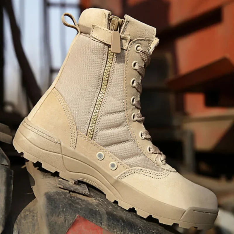 Men's Tactical Combat Boots – High-Top Military Hiking Ankle Shoes