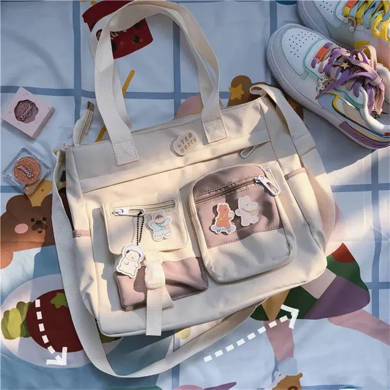 Canvas Crossbody Tote Bag for Women – Cute Shoulder Messenger Bag