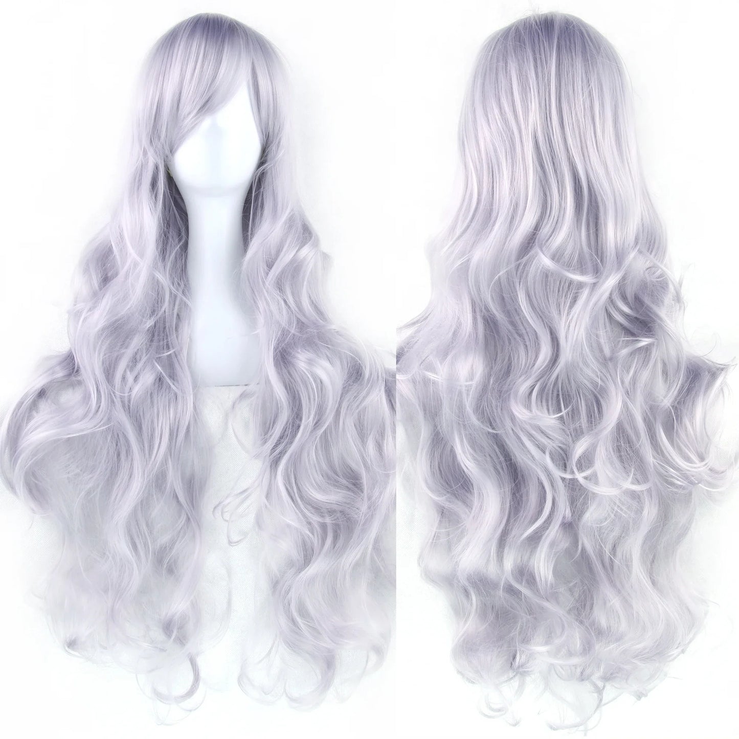 Soowee Curly Long Synthetic Hair Green Wig Hairpiece Pink Black Party Cosplay Wigs Women