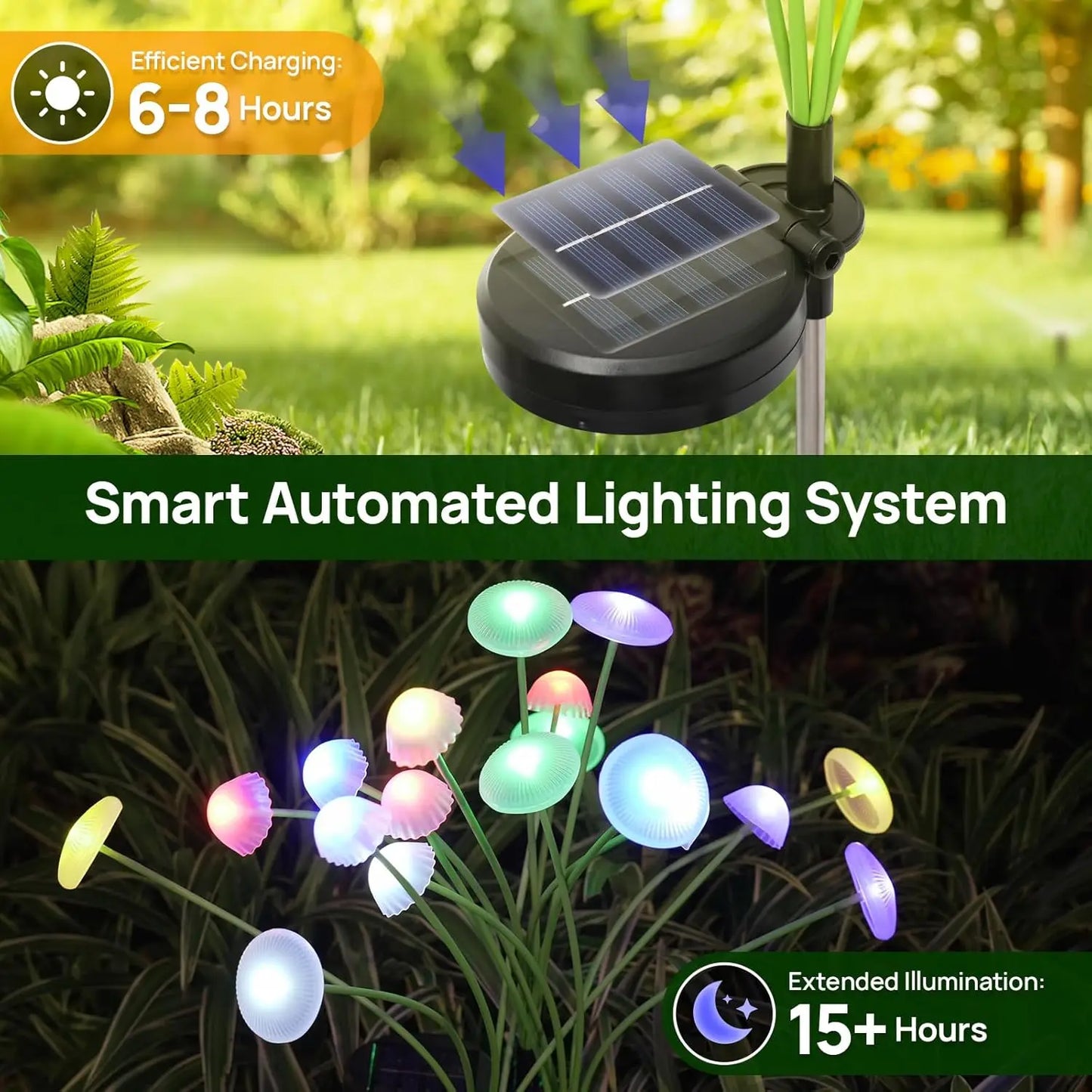 Solar Garden Lights Dual Mode Led Mushroom Waterproof Decor Yard Patio Pathway Jellyfish Ambiance
