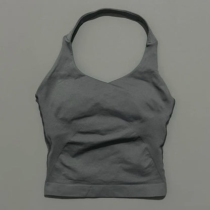 Seamless Halter Longline Sports Tank Top for Women – Gym Yoga Workout