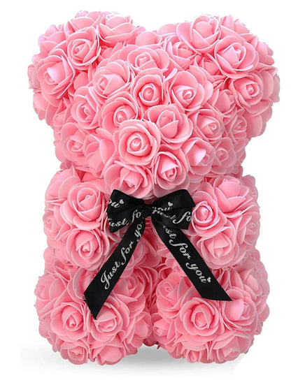 Rose Teddy Bear with LED Lights Artificial Flower Gift