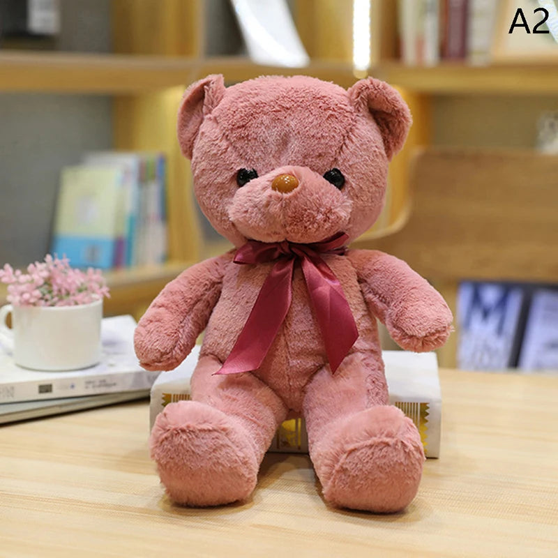 Colorful Teddy Bear Plush Toy with Bow – Soft Stuffed Animal Gift