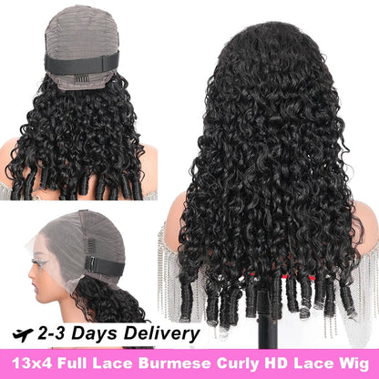 Burmese Curly Deep Wave Human Hair Wig – 13x4 HD Lace Front, 200%/250% Density