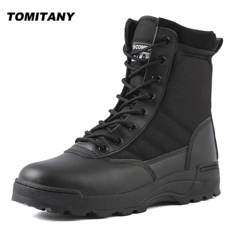 Men's Tactical Combat Boots – High-Top Military Hiking Ankle Shoes