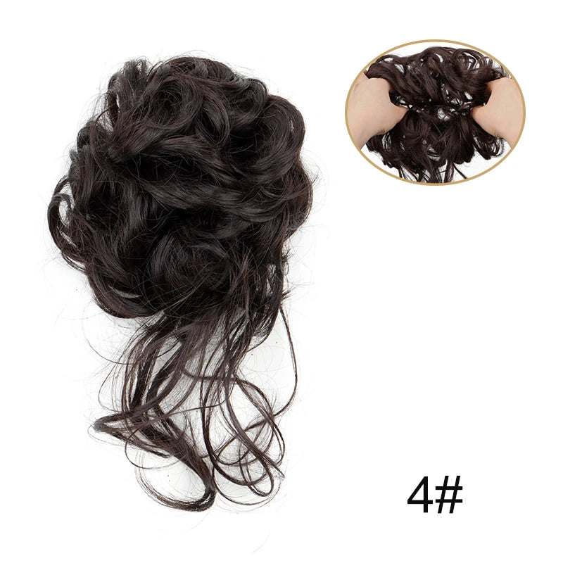 Synthetic Fiber Messy Bun Hairpiece Scrunchie Fake Chignon Hair Extensions Accessories Women Daily