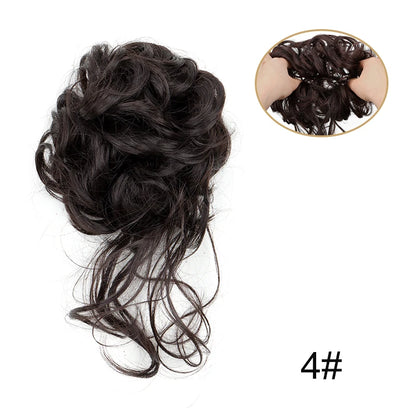 Synthetic Fiber Messy Bun Hairpiece Scrunchie Fake Chignon Hair Extensions Accessories Women Daily